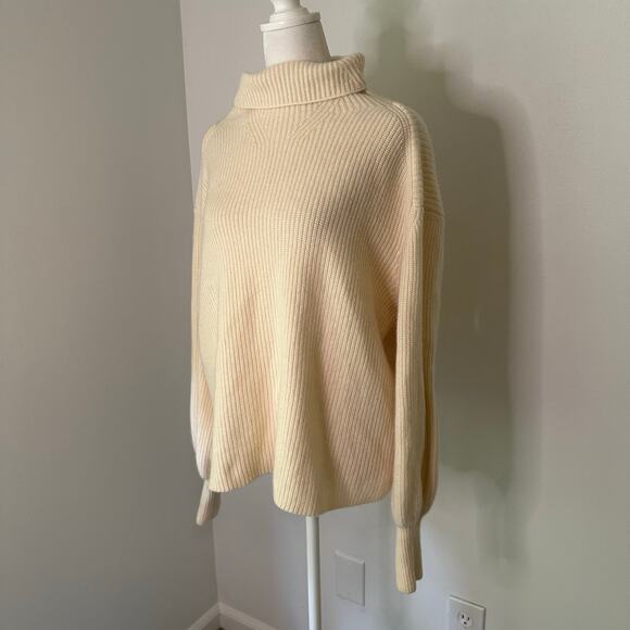 Nordstrom cream knit turtleneck wool & cashmere sweater size M - Picture 4 of 13